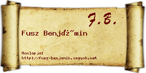 Fusz Benjámin névjegykártya
