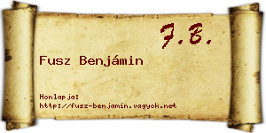 Fusz Benjámin névjegykártya